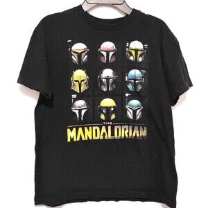 STAR WARS Mens Medium Black Graphic Shirt The Mandalorian Star Wars Casual Top